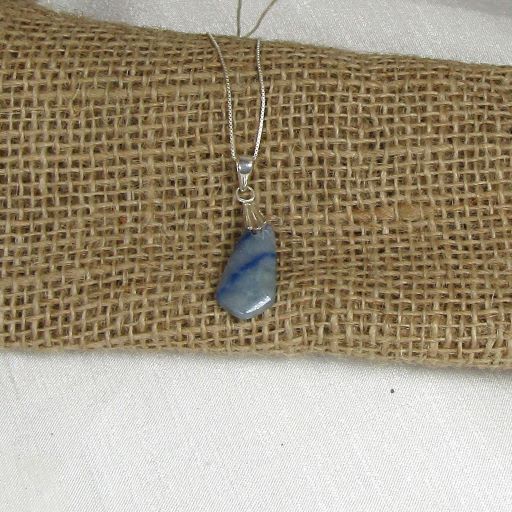 Blue Quartz Gemstone Pendant Necklace