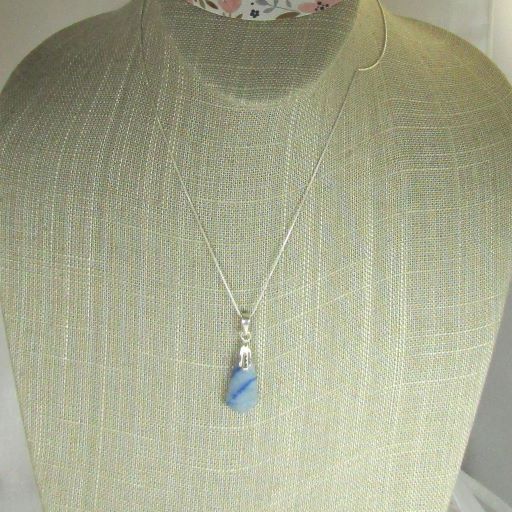 Blue Quartz Gemstone Pendant Necklace