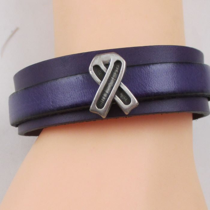 Purple Awareness Cuff Leather Bracelet - VP's Jewelry