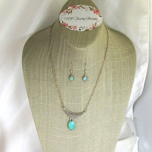 Sleeping beauty turquoise pendant necklace & earrings