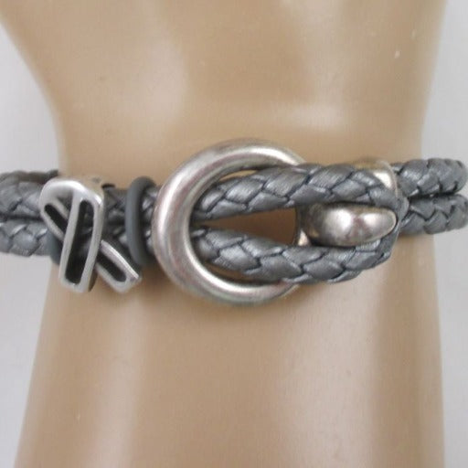 Grey Awareness Leather Braided Bracelet - Unisex - VP's Jewelry