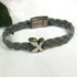grey braided leather bracelet