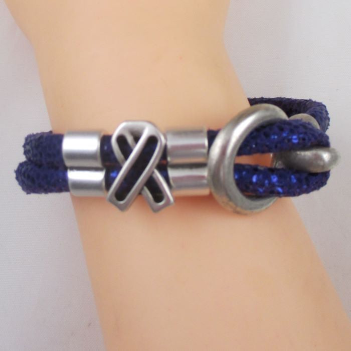 Domestic Violence Awareness Vegan Leather Bracelet Purple  - VP's Jewelry