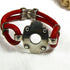 Red Leather Cord Bracelet Unique Cuff Style