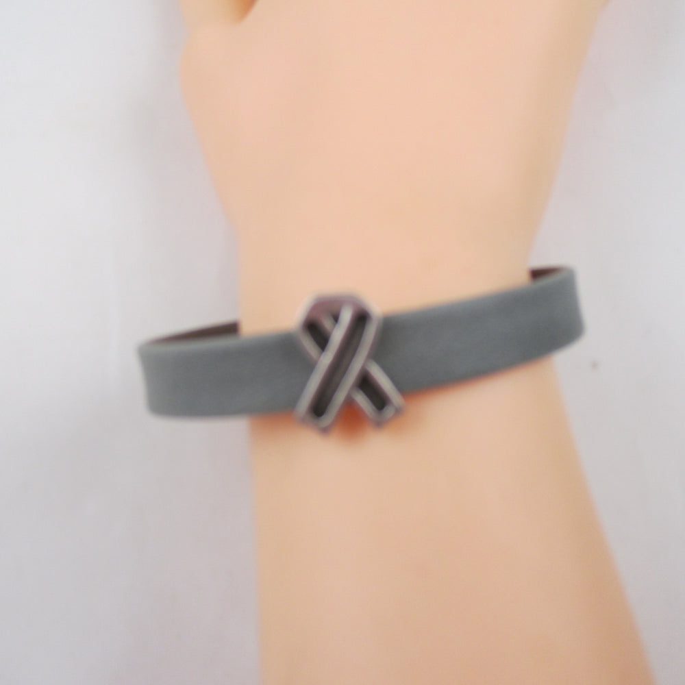 Grey Awareness Bracelet Flat Leather - VP's Jewelry