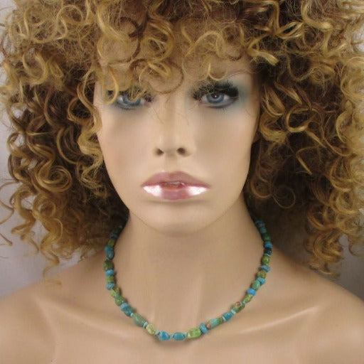 Delicate Multi-colored Turquoise Nugget Single Strand Necklace