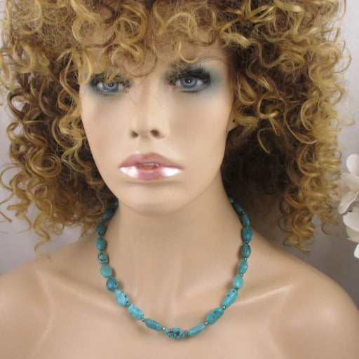 Blue Turquoise Nugget Necklace - VP's Jewelry