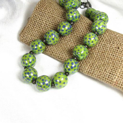green fair trade bead necklace bold