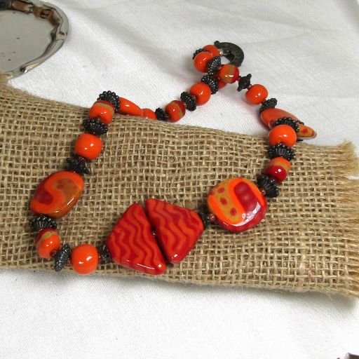 orange fair trade bead necklace bold