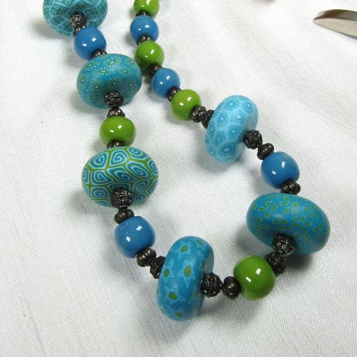 Green Bead Necklace Kazuri and Samunnat Beads