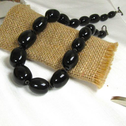 black fair trade bold beaded necklace