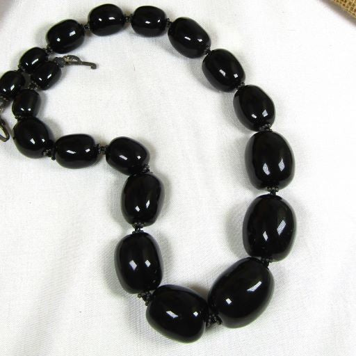 Black Kazuri Necklace African Inspired Handmade