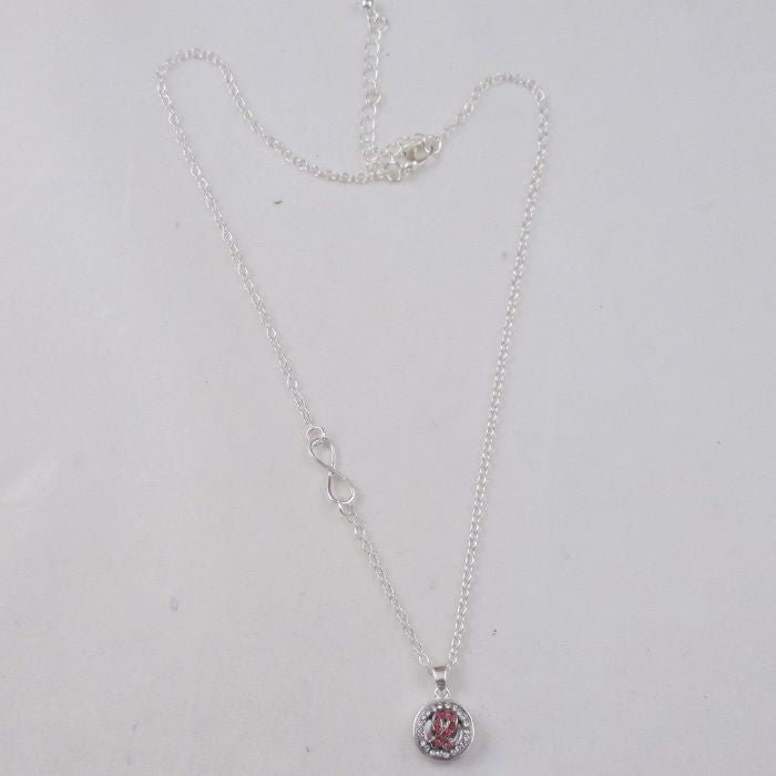 Pink Crystal Awareness Ribbon Fashion Pendant Necklace