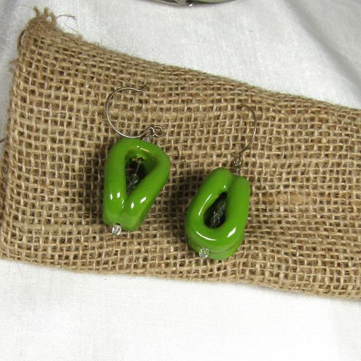 green fair trade kazuri bold earrings