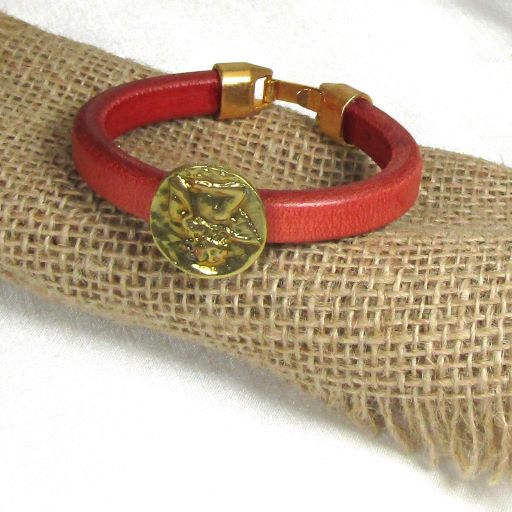 red leather bracelet a gold focus