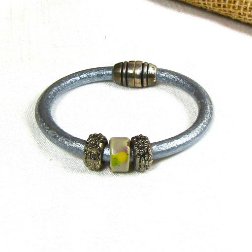 Child's Silver Leather Cord Bracelet