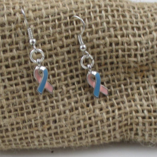 Pink & Blue Tiny Awareness Ribbon Earrings