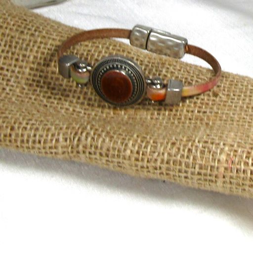 Pastel Multi-colored Leather Bracelet with Boho Accent