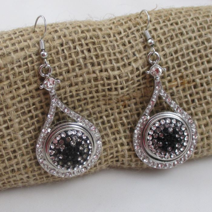 Black Crystal & Rhinestone Drop Earrings - VP's Jewelry
