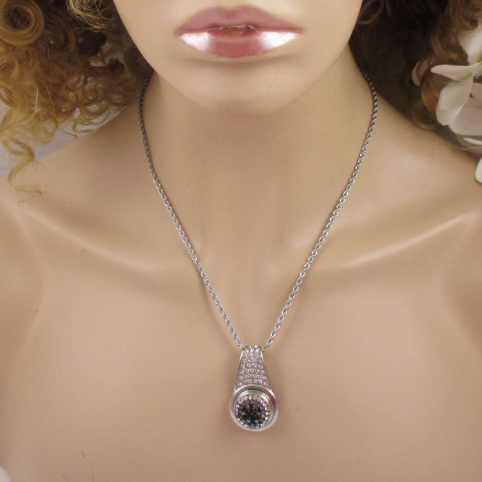 Black Crystal & Rhinestone Pendant Necklace - VP's Jewelry