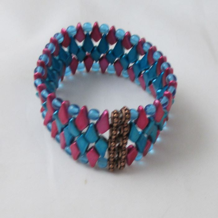 Pink & Turquoise Beaded Cuff Bracelet - VP's Jewelry