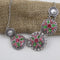 Pink & Green Crystal Flower Multi Charm Necklace - VP's Jewelry