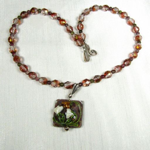 Elegant Pink Luster Beads & Handmade Pendant Necklace