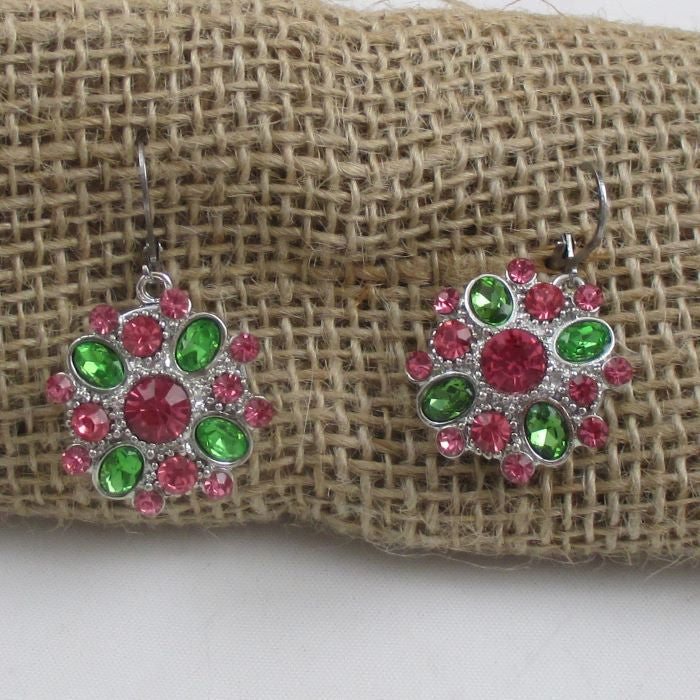 Pink & Green Multi-stone Crystal Earrings - VP's Jewelry