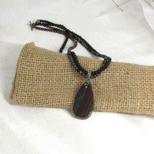 Black gemstone pendant  necklace