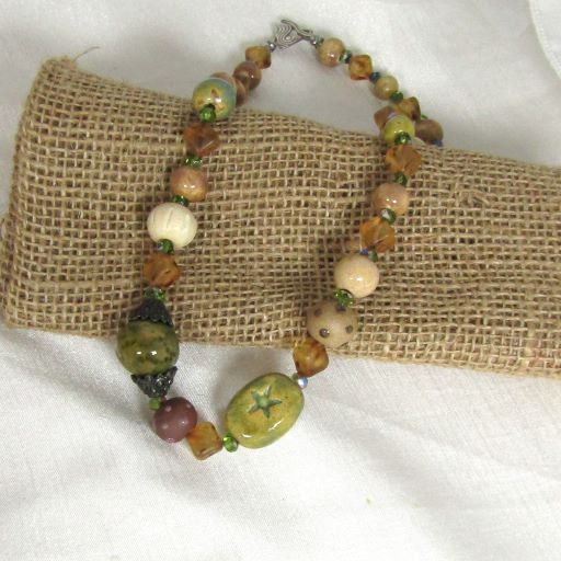 Biege artisan bead necklace