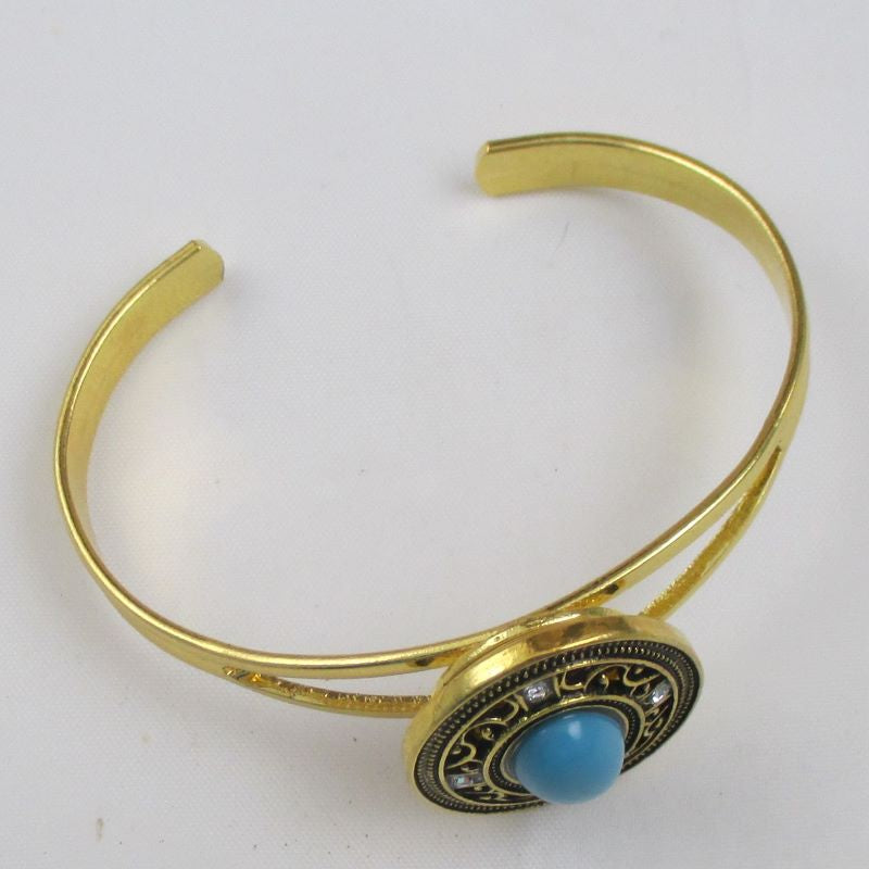 Gold Bangle Bracelet with Turquoise & Antique Gold - VP's Jewelry