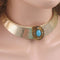 Gold Collar Necklace with Turquoise & Antique Gold Focus - VP's Jewelry