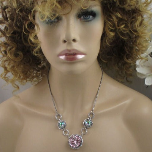 Pink & AB Crystal Pendant Necklace - VP's Jewelry