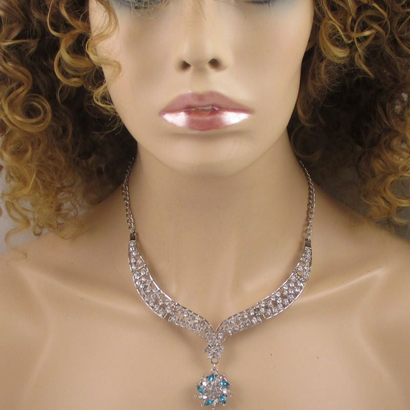 Crystal & Rhinestone Elegant Prom Necklace - VP's Jewelry