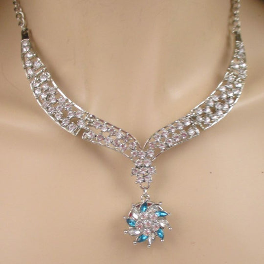 Crystal & Rhinestone Elegant Prom Necklace - VP's Jewelry