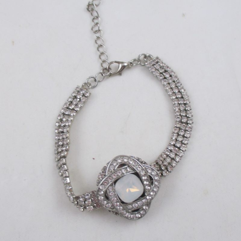 Alabaster Crystal & Rhinestone Woman's Fashion Bracelet - VP's Jewelry