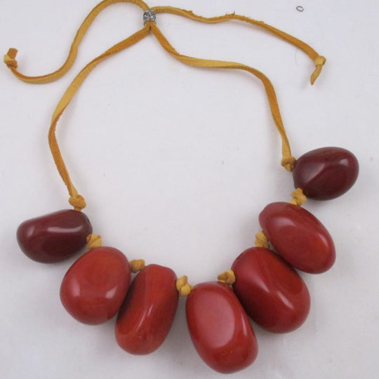 Statement Tagua Nut Necklace Big bold Orange Neck Wear - VP's Jewelry  