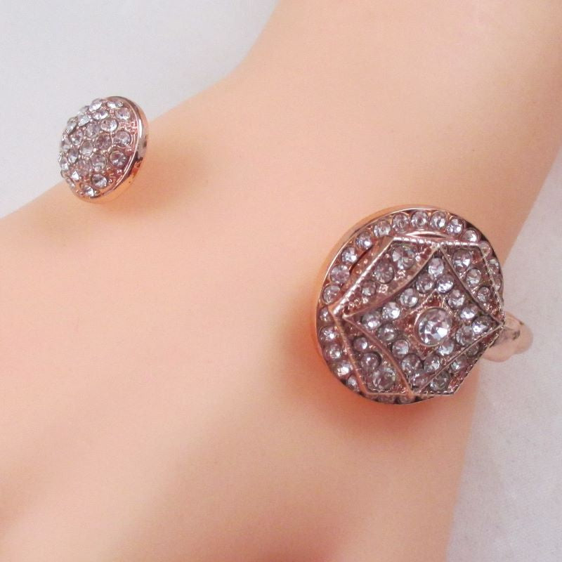 Rhinestone & Rose Gold Bangle Bracelet - VP's Jewelry