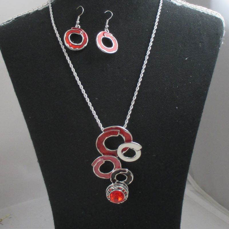 Rings of Fire Pendant Necklace & Earrings - VP's Jewelry
