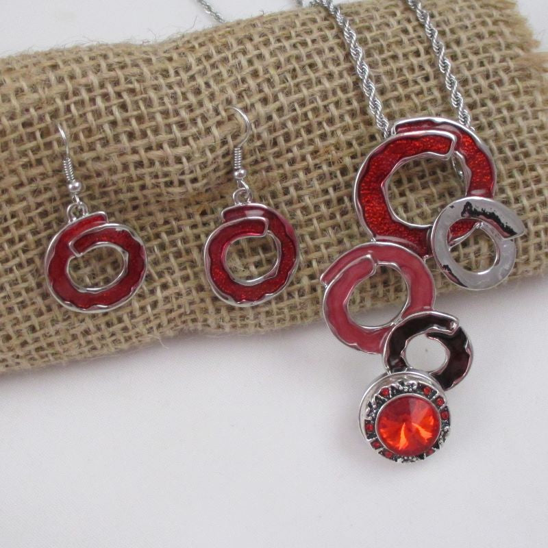 Rings of Fire Pendant Necklace & Earrings - VP's Jewelry