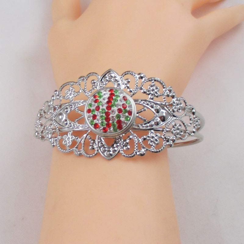Christmas Red & Green Cuff Bangle Bracelet - VP's Jewelry