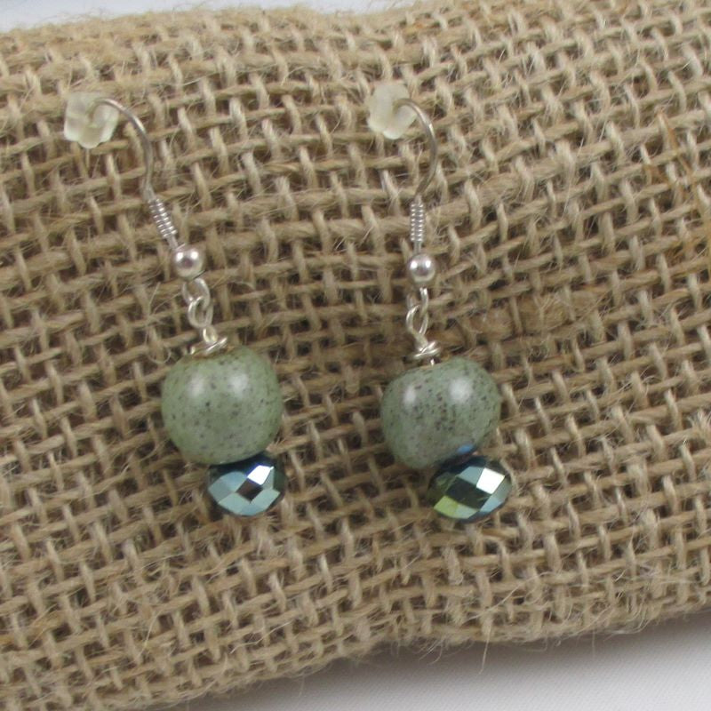 Green Handmade Kazuri Earrings - VP's Jewelry