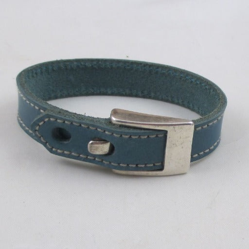 Man's Turquoise Leather Bracelet with Buckle Clasp - VP's Jewelry