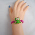 Pink Suede Bracelet with Green Owl Focus - VP's Jewelry
