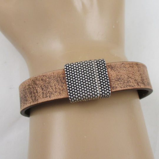 Handcrafted Men's Natural Brown Leather Bracelet - VP's Jewelry