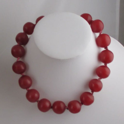 Cherry Red Big African Trade Bead Statement Necklace - VP's Jewelry  