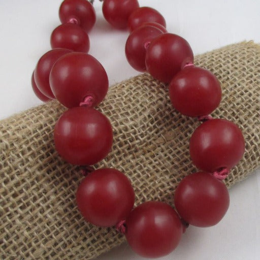 Cherry Red Big African Trade Bead Statement Necklace - VP's Jewelry  