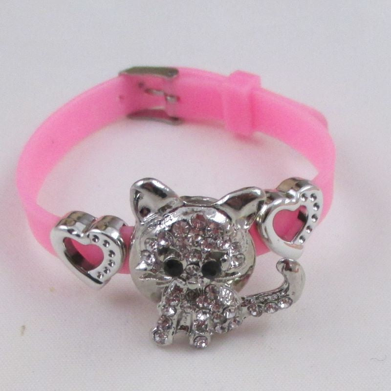 Cute Child's Pink Vinyl Kitty Bracelet - VP's Jewelry