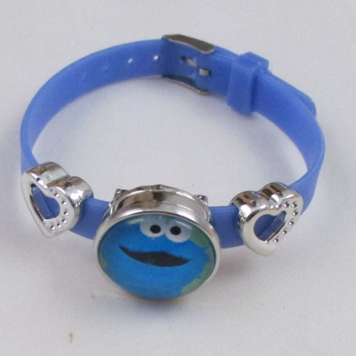 Cute Child's Blue Vinyl Cookie Monster Bracelet - VP's Jewelry