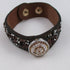 Brown Stone & Crystal Fashion Leather Bracelet - VP's Jewelry